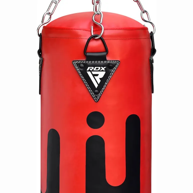 RDX F9R 4ft / 5ft 2-in-1 Black / Red Punch Bag for Boxing & MMA Training Set