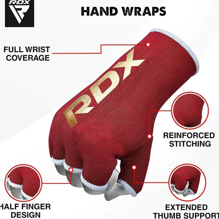 RDX HY Inner Gloves Elasticated Half Finger for Boxing, MMA Knuckle Protection OEKO-TEX®Standard 100 certified