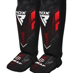 RDX IMMAF Approved Neoprene Shin Instep Guards Red