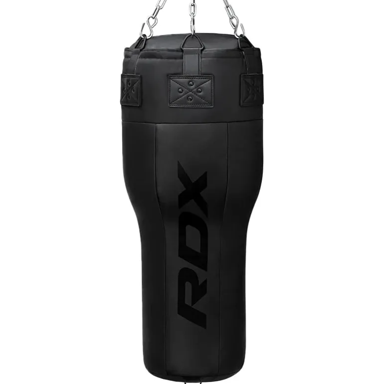 RDX 3-in-1 Angle Punch Bag Full Black with Gloves Set