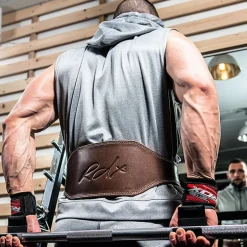 RDX 6 Inch Leather Brown Weightlifting Belt