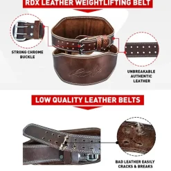 RDX 6 Inch Leather Brown Weightlifting Belt