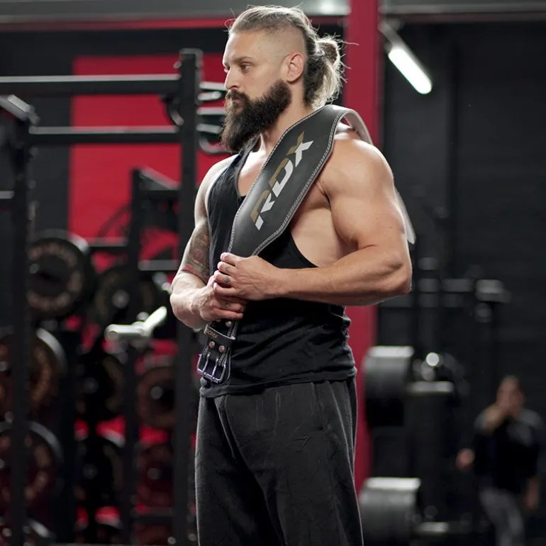 RDX 6 Inch Leather Gym Belt