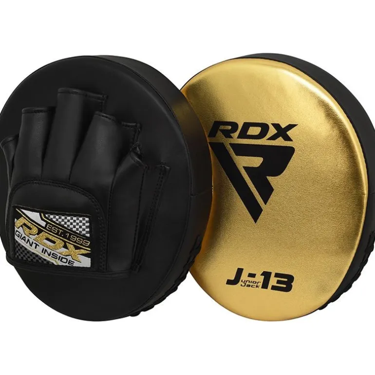 RDX J13 KIDS 8oz Golden Boxing Gloves & Pads Set