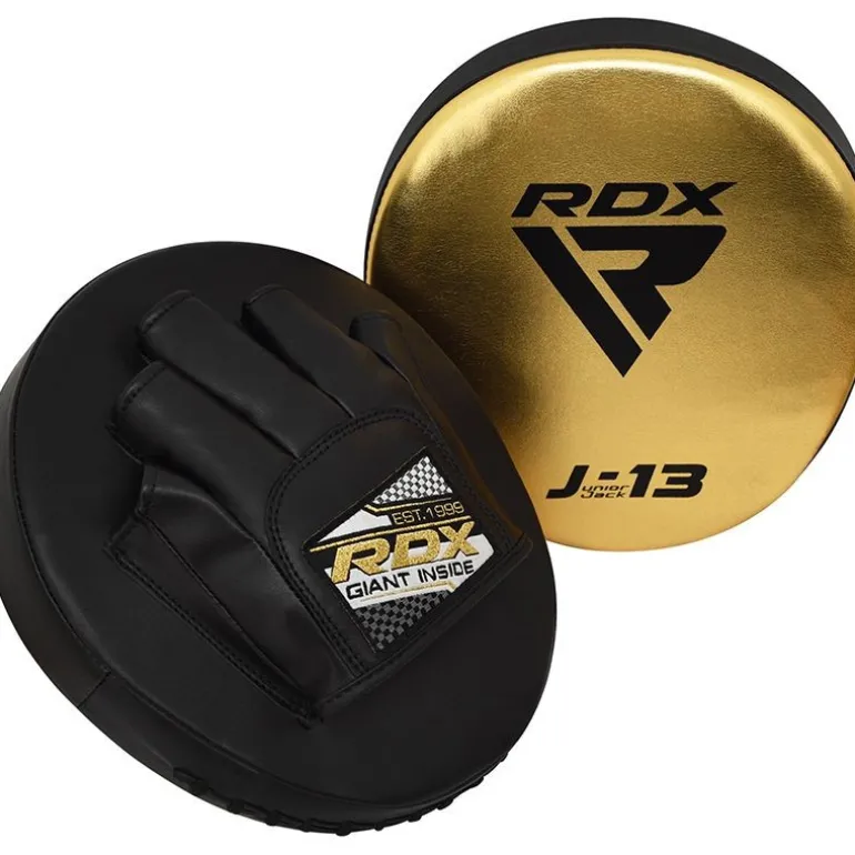 RDX J13 KIDS 8oz Golden Boxing Gloves & Pads Set