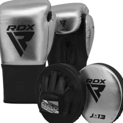 RDX J13 KIDS 8oz SILVER Boxing Gloves & Pads Set