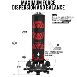 RDX KT Ronin 6ft Free Standing Target Punch Bags With Mitts Set