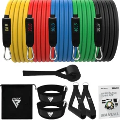 RDX L2 4-in-1 Resistances Tubes Pro set 10-50lbs for Home Gym Workout