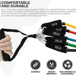 RDX L1 4-IN-1 Resistances Tubes set 10-30lbs for Home Gym Workout
