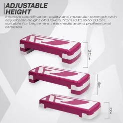 RDX 1P 20cm Aerobic Step Platform with 3 Level Risers 5cm Height Each