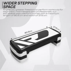 RDX 1P 20cm Aerobic Step Platform with 3 Level Risers 5cm Height Each