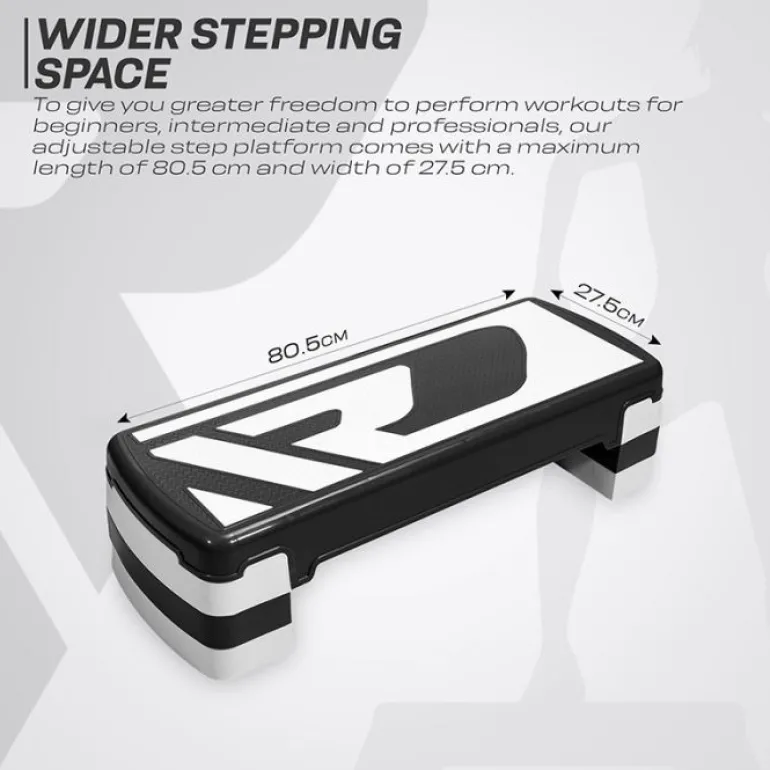 RDX 1P 20cm Aerobic Step Platform with 3 Level Risers 5cm Height Each
