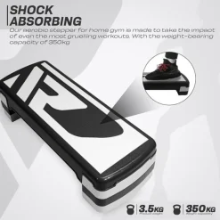 RDX 1P 20cm Aerobic Step Platform with 3 Level Risers 5cm Height Each