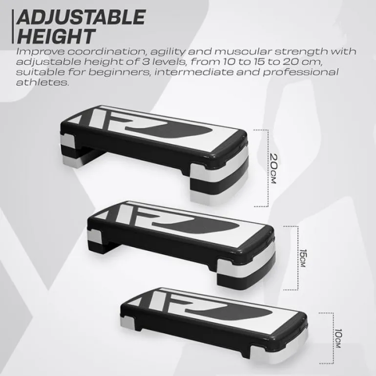 RDX 1P 20cm Aerobic Step Platform with 3 Level Risers 5cm Height Each