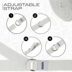 RDX P8 Non-Slip Cotton Yoga Strap with Rust Proof Steel D-Ring Buckle