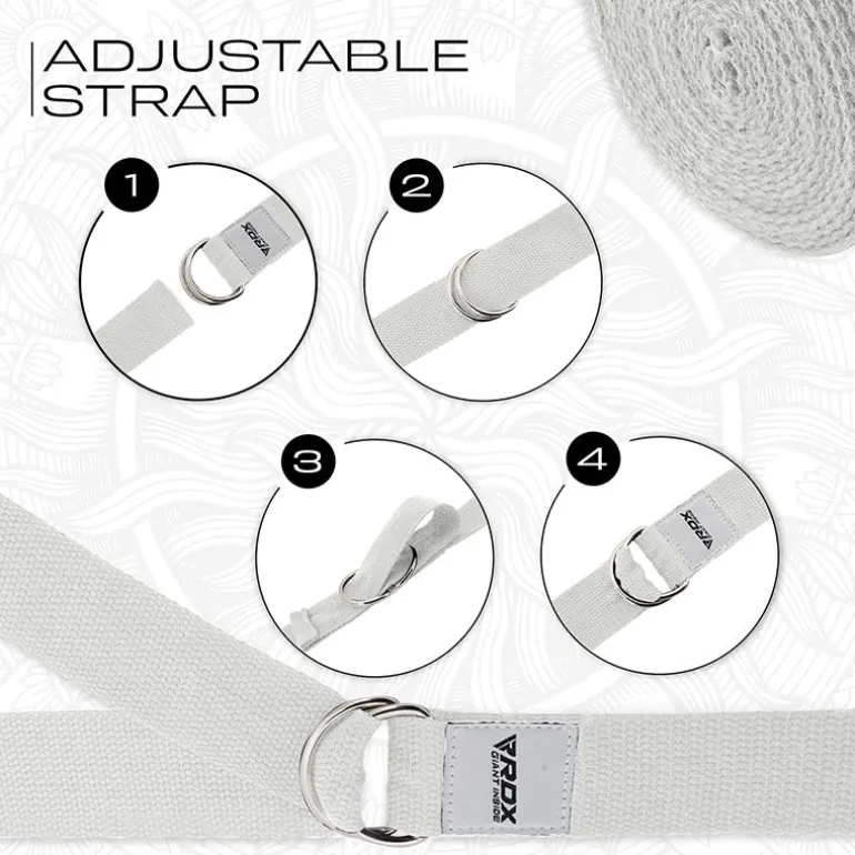 RDX P8 Non-Slip Cotton Yoga Strap with Rust Proof Steel D-Ring Buckle