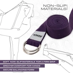 RDX P8 Non-Slip Cotton Yoga Strap with Rust Proof Steel D-Ring Buckle