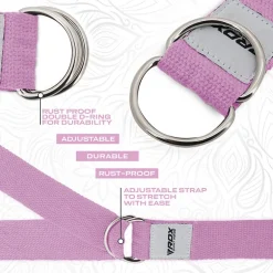 RDX P8 Non-Slip Cotton Yoga Strap with Rust Proof Steel D-Ring Buckle
