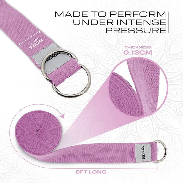 RDX P8 Non-Slip Cotton Yoga Strap with Rust Proof Steel D-Ring Buckle