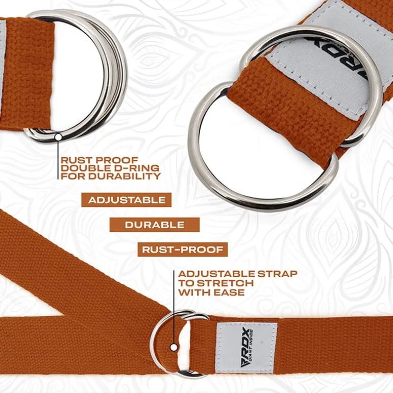 RDX P8 Non-Slip Cotton Yoga Strap with Rust Proof Steel D-Ring Buckle