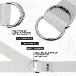 RDX P8 Non-Slip Cotton Yoga Strap with Rust Proof Steel D-Ring Buckle
