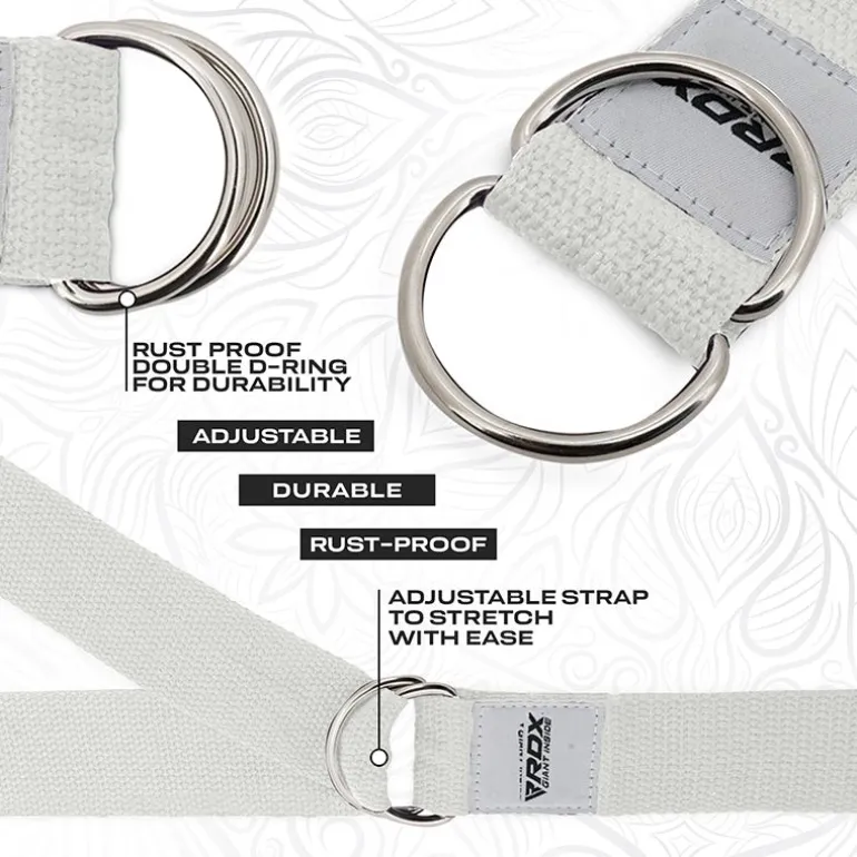 RDX P8 Non-Slip Cotton Yoga Strap with Rust Proof Steel D-Ring Buckle