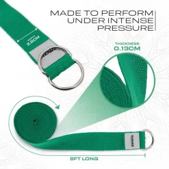 RDX P8 Non-Slip Cotton Yoga Strap with Rust Proof Steel D-Ring Buckle