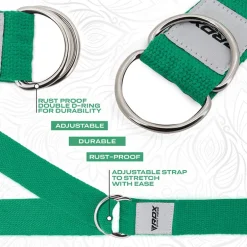 RDX P8 Non-Slip Cotton Yoga Strap with Rust Proof Steel D-Ring Buckle