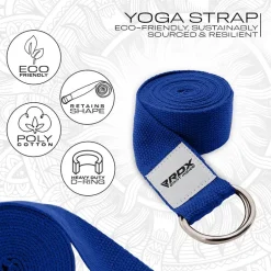 RDX P8 Non-Slip Cotton Yoga Strap with Rust Proof Steel D-Ring Buckle
