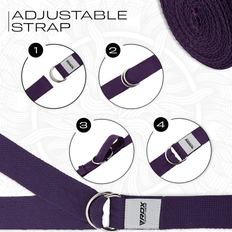 RDX P8 Non-Slip Cotton Yoga Strap with Rust Proof Steel D-Ring Buckle