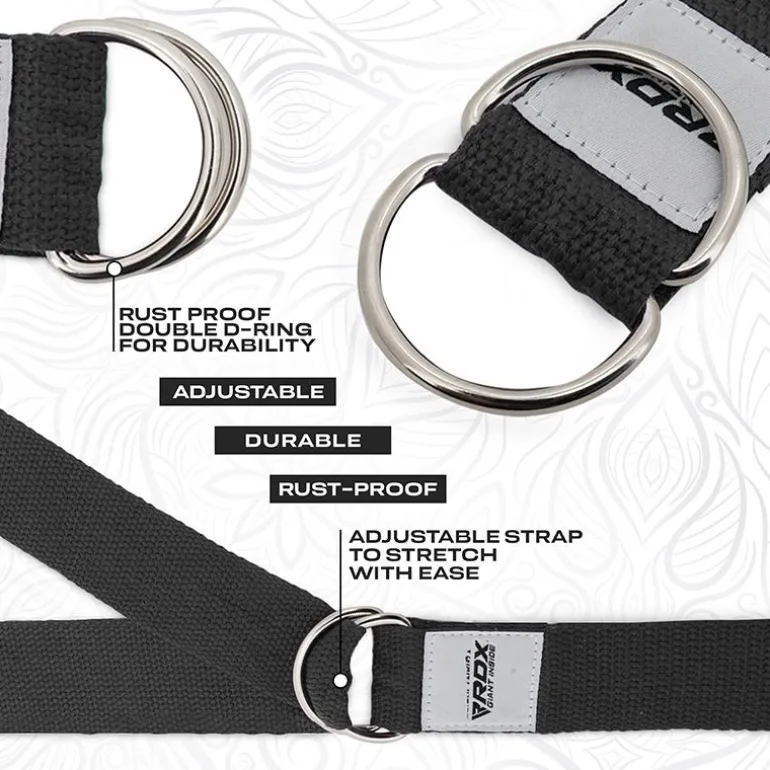 RDX P8 Non-Slip Cotton Yoga Strap with Rust Proof Steel D-Ring Buckle