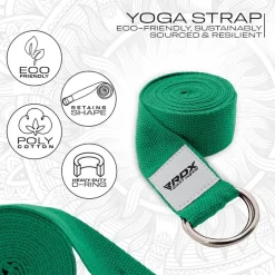 RDX P8 Non-Slip Cotton Yoga Strap with Rust Proof Steel D-Ring Buckle