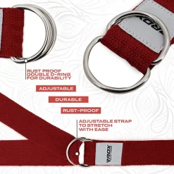 RDX P8 Non-Slip Cotton Yoga Strap with Rust Proof Steel D-Ring Buckle