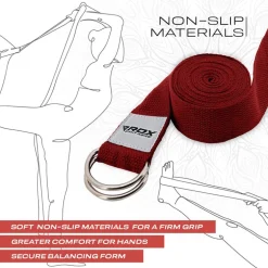 RDX P8 Non-Slip Cotton Yoga Strap with Rust Proof Steel D-Ring Buckle
