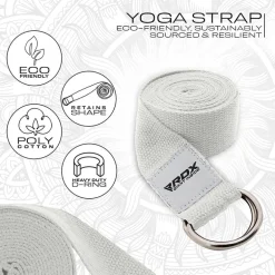 RDX P8 Non-Slip Cotton Yoga Strap with Rust Proof Steel D-Ring Buckle