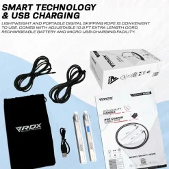 RDX 75P Rechargeable 10.3ft Smart Digital Counter Skipping Rope with USB & App