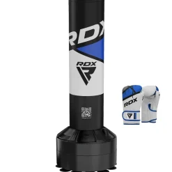 RDX R8 4ft Kids Free Standing Punch Bag Blue With Gloves For Training & Workout Set
