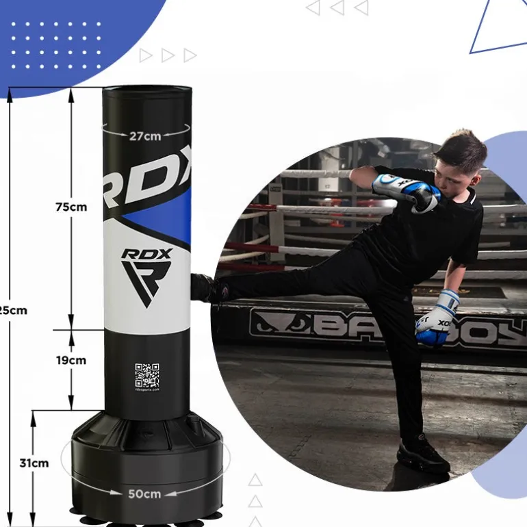 RDX R8 4ft Kids Free Standing Punch Bag Blue With Gloves For Training & Workout Set