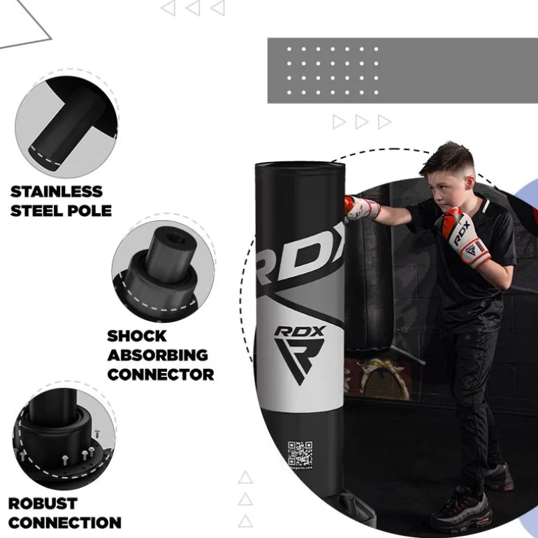 RDX R8 4ft Kids Free Standing Punch Bag Grey With Gloves For Training & Workout Set