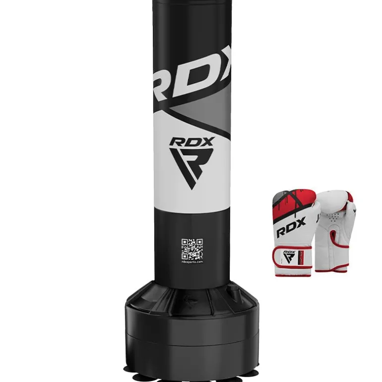 RDX R8 4ft Kids Free Standing Punch Bag Grey With Gloves For Training & Workout Set