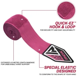 RDX RP 4.5m Pink Women Pro Hand Wraps Tape for Boxing, MMA & Muay Thai