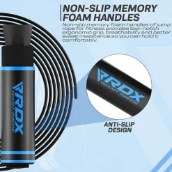 RDX SR Adjustable 10.3ft Non-Slip Memory Foam Soft Handles Skipping Rope