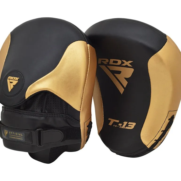 RDX T13 Boxing Gloves & Focus Pads Golden / Black