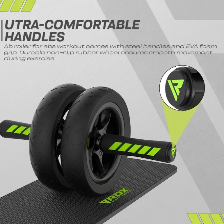 RDX W1 2-in-1 Ab Wheel Roller & Knee Pad Mat