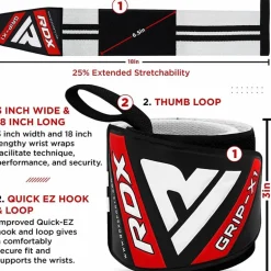RDX W3 IPL USPA Approved Powerlifting Wrist Support Wraps with Thumb Loops OEKO-TEXStandard 100 certified