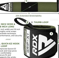 RDX W3 IPL USPA Approved Powerlifting Wrist Support Wraps with Thumb Loops OEKO-TEXStandard 100 certified