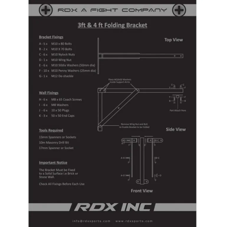 RDX X3 Folding Black Wall Bracket