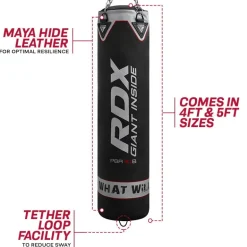 RDX X1 4ft / 5ft 2-in-1 Black Boxing & MMA Training Punch Bag Set