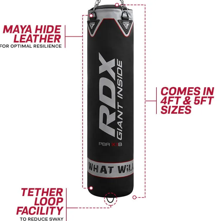 RDX X1 4ft / 5ft 2-in-1 Black Boxing & MMA Training Punch Bag Set