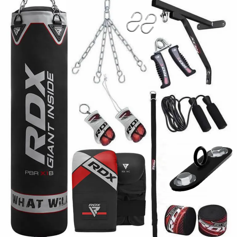 RDX X1 14pc 4ft/5ft Punch Bag with Mitts Home Gym Set